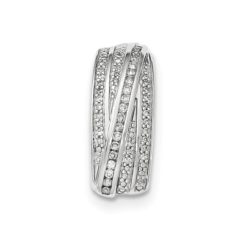 14K White Gold Real Diamond Polished Chain Slide Pendant