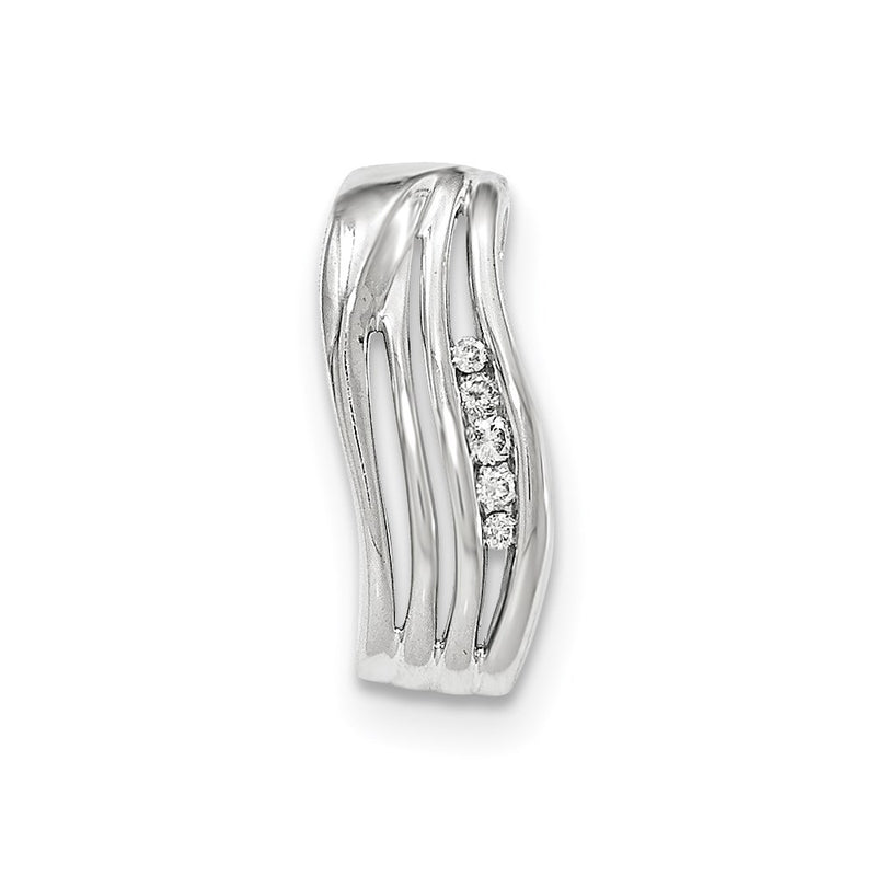 14K White Gold Real Diamond Polished Chain Slide Pendant