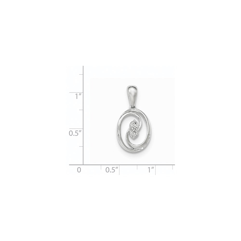 14K White Gold Polished Real Diamond Pendant