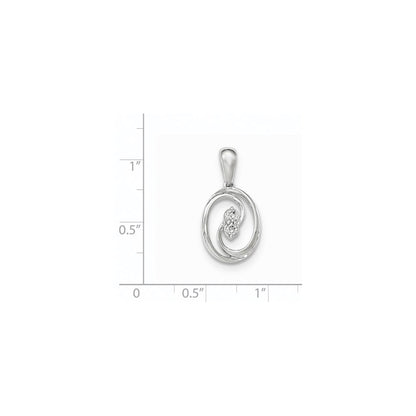 14K White Gold Polished Real Diamond Pendant