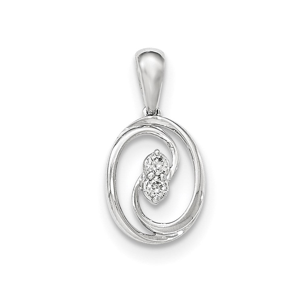 14K White Gold Polished Real Diamond Pendant