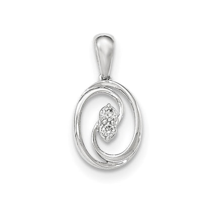 14K White Gold Polished Real Diamond Pendant