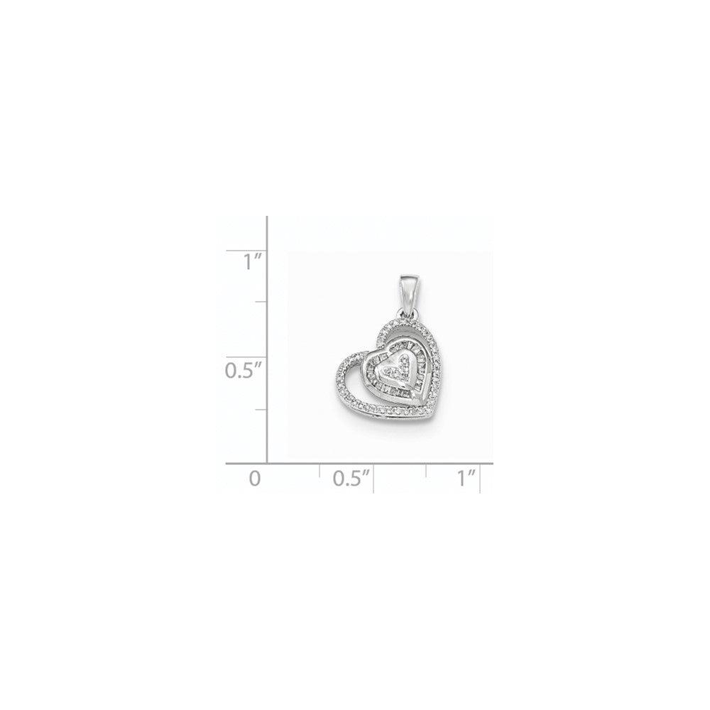 14k White Gold Real Diamond Heart Pendant