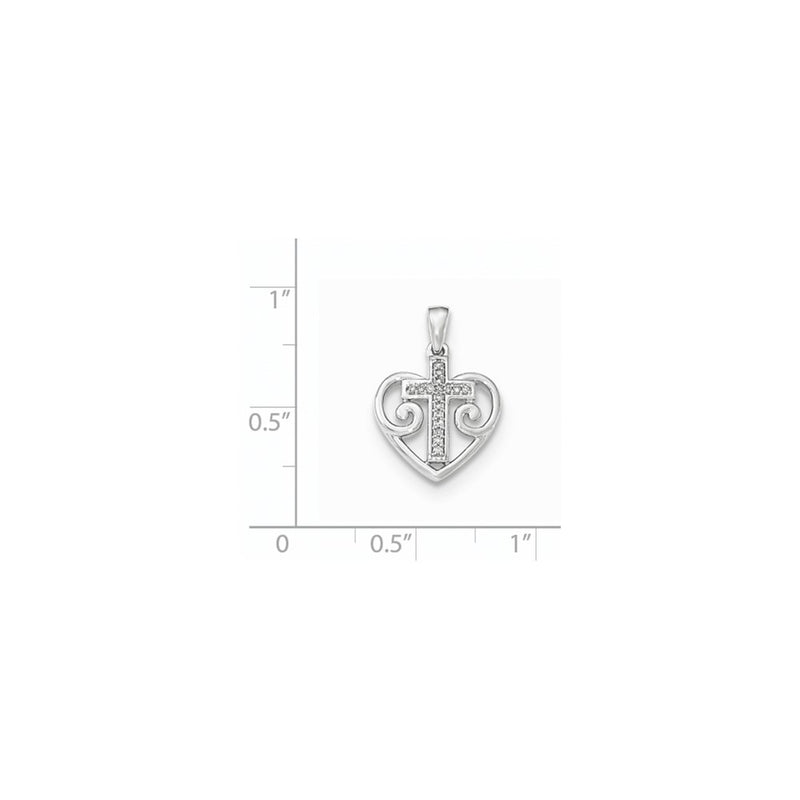 14k White Gold Real Diamond Heart w/Cross Pendant