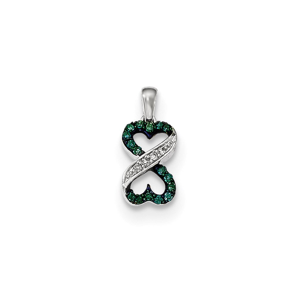 14k White Gold Blue and White Diamond Heart Infinity Pendant