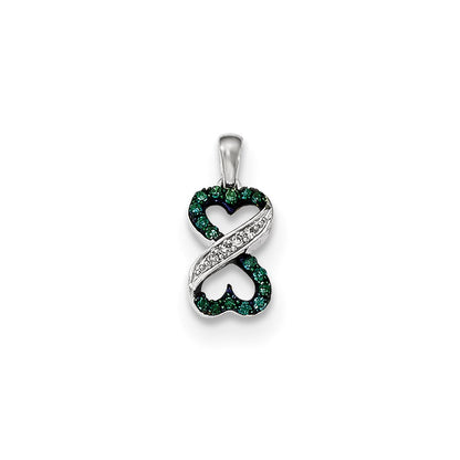 14k White Gold Blue and White Diamond Heart Infinity Pendant