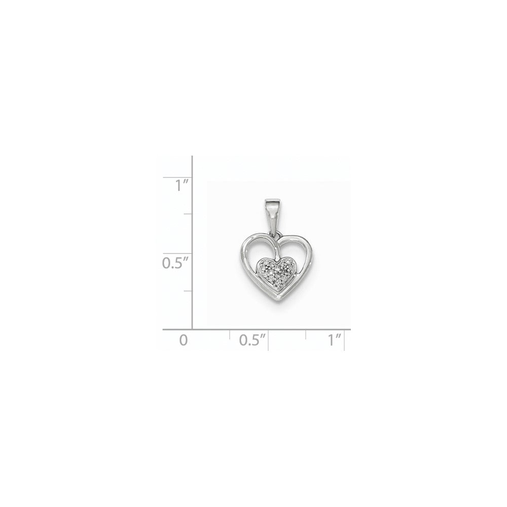 14kt White gold Polished Real Diamond Heart Pendant