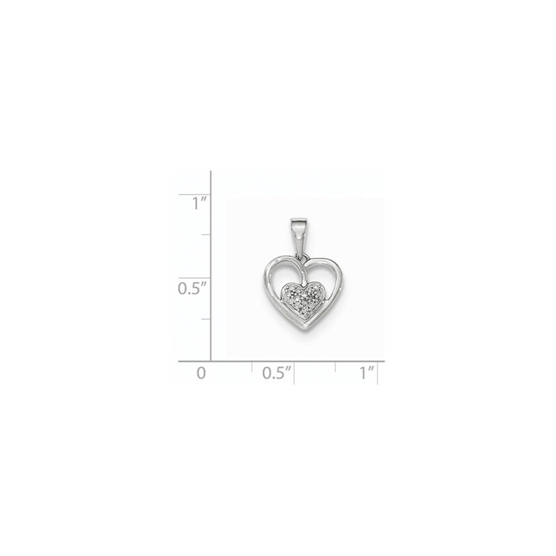14kt White gold Polished Real Diamond Heart Pendant