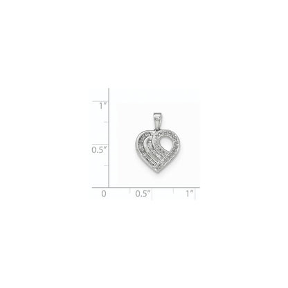 14k White Gold Real Diamond Heart Pendant