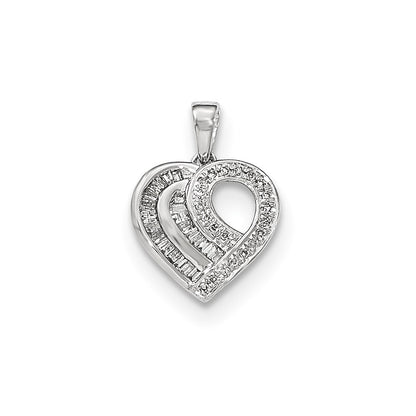 14k White Gold Real Diamond Heart Pendant