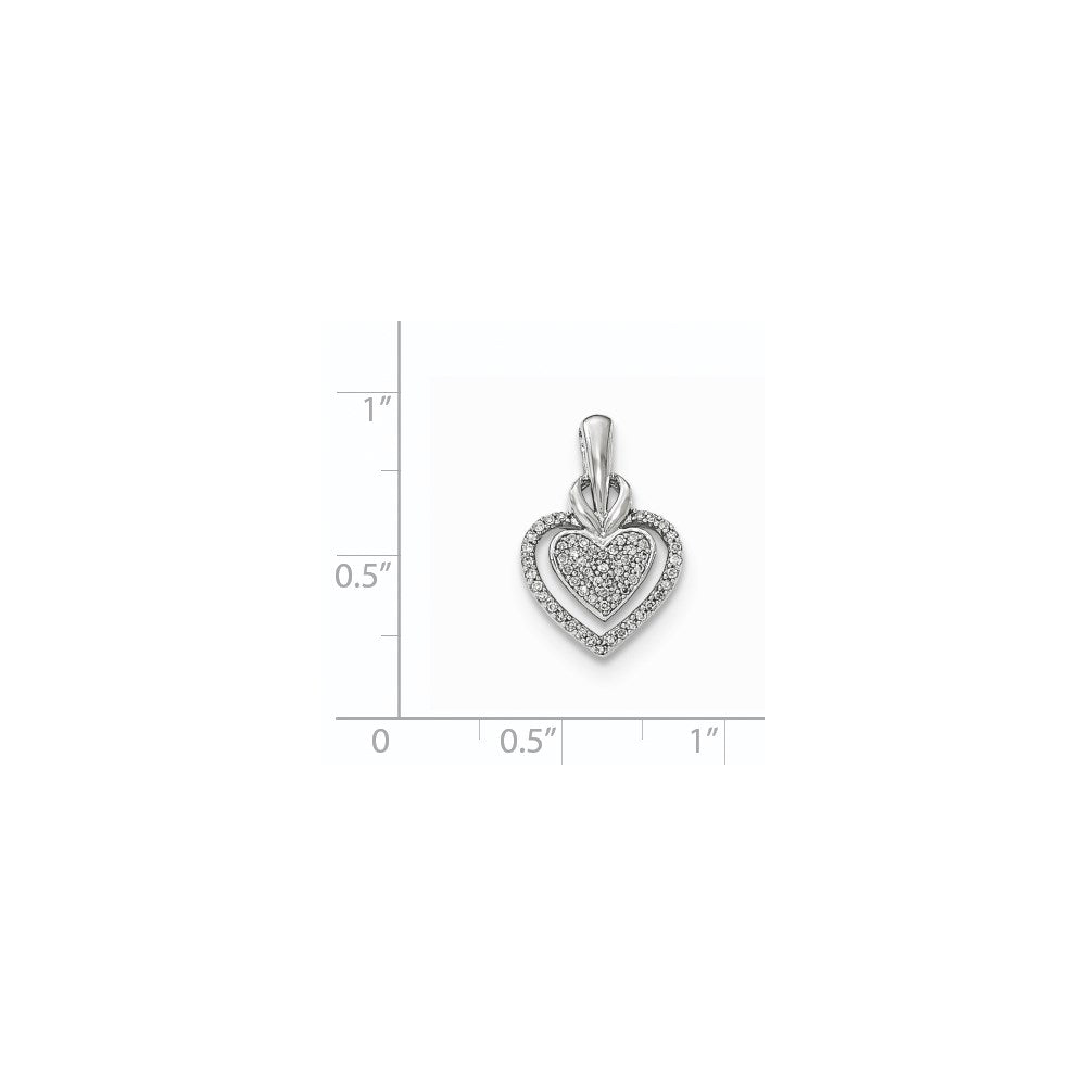 14k White Gold Real Diamond Heart Pendant