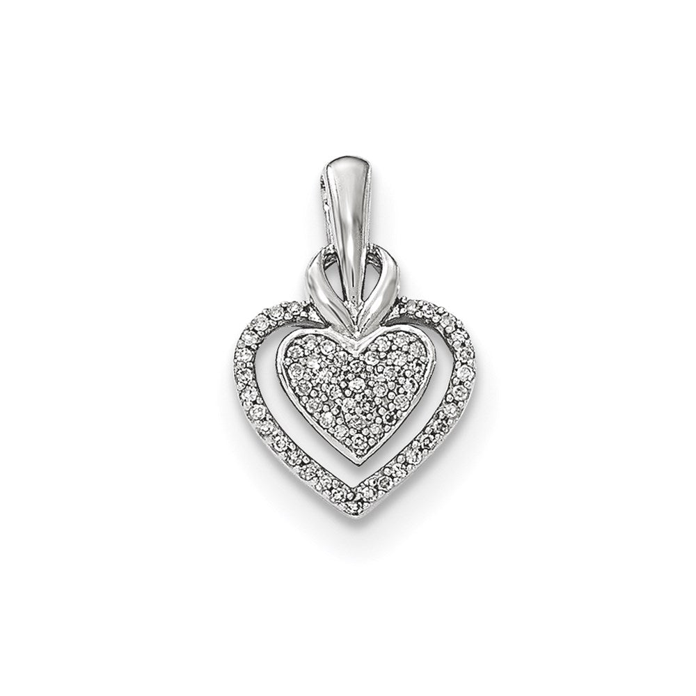 14k White Gold Real Diamond Heart Pendant