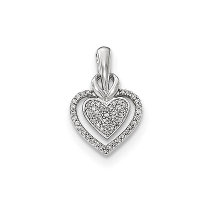 14k White Gold Real Diamond Heart Pendant