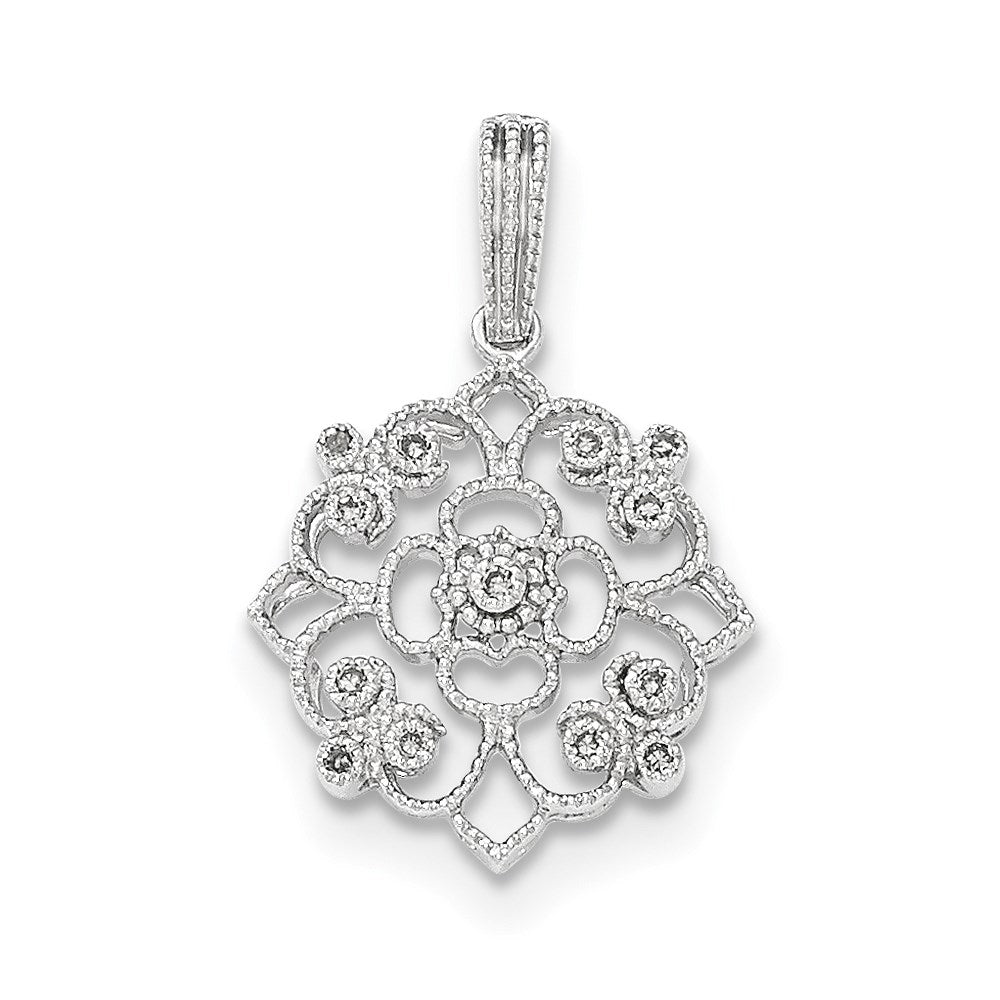14K White Gold Real Diamond Pendant