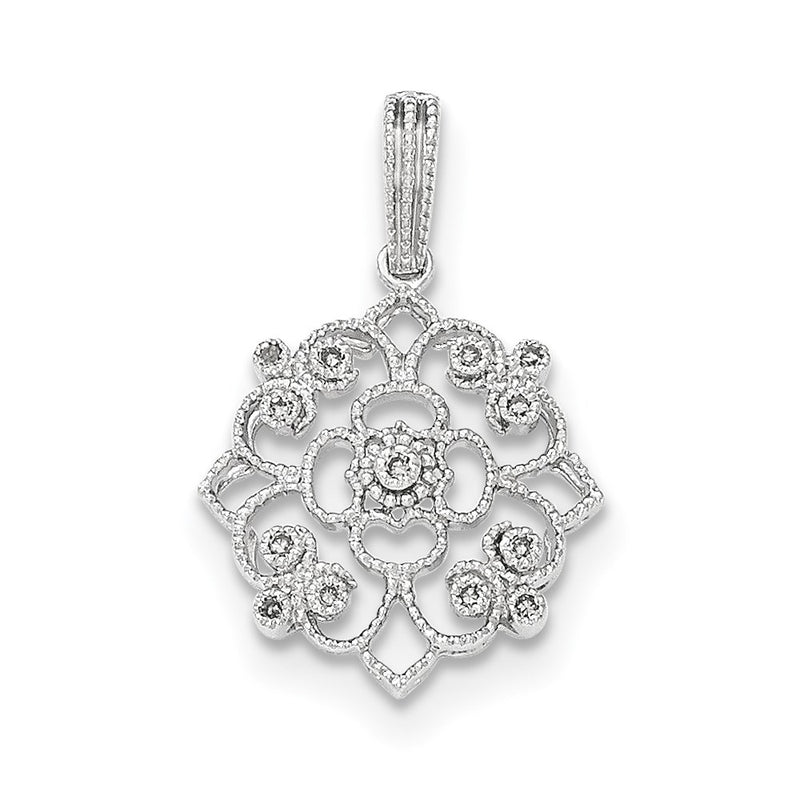 14K White Gold Real Diamond Pendant