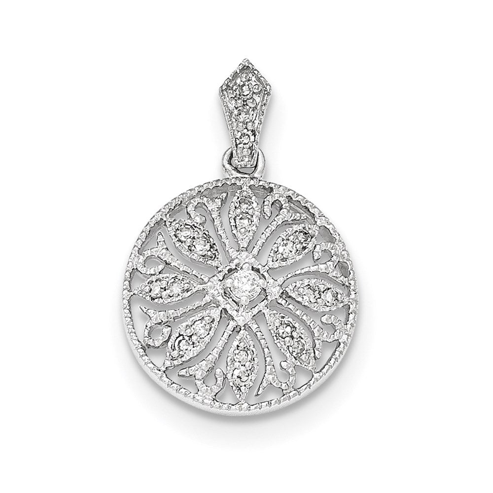 14K White Gold Real Diamond Pendant