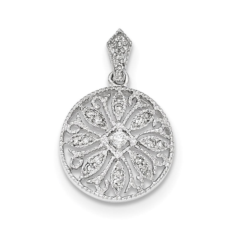 14K White Gold Real Diamond Pendant