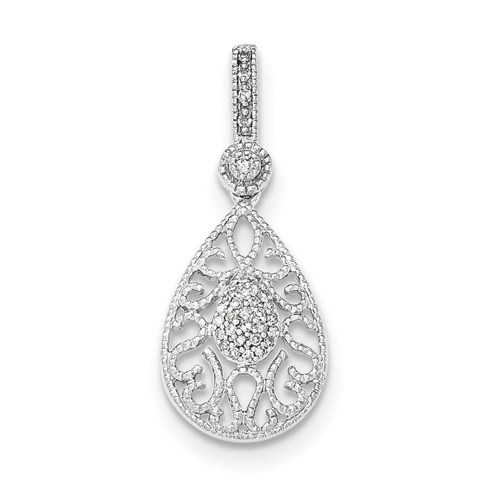 14K White Gold Real Diamond Pendant