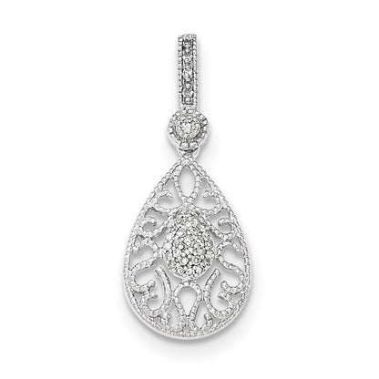 14K White Gold Real Diamond Pendant