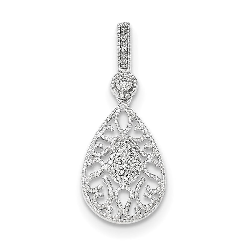 14K White Gold Real Diamond Pendant