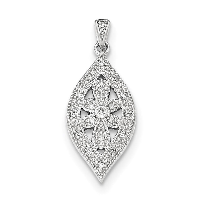 14K White Gold Real Diamond Pendant