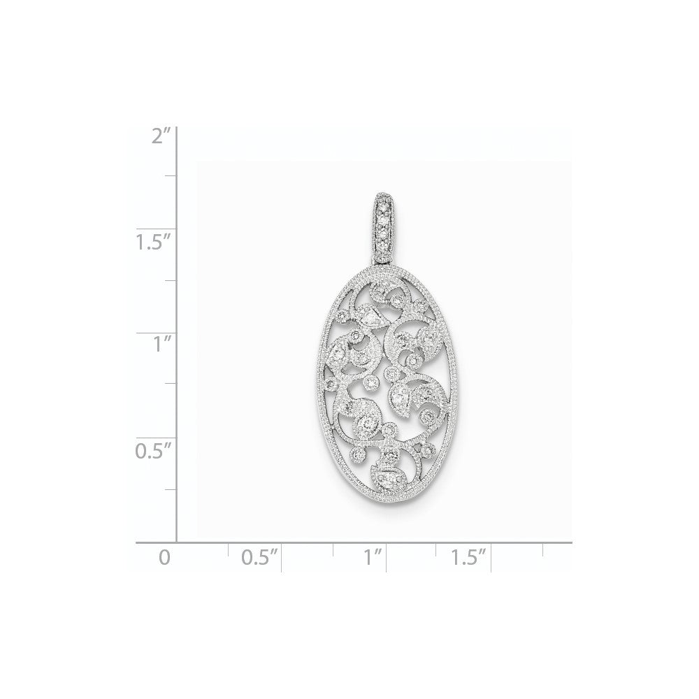 14K White Gold Polished Real Diamond Pendant