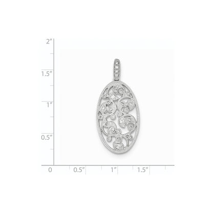 14K White Gold Polished Real Diamond Pendant