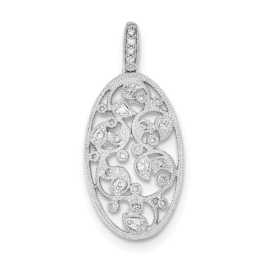 14K White Gold Polished Real Diamond Pendant