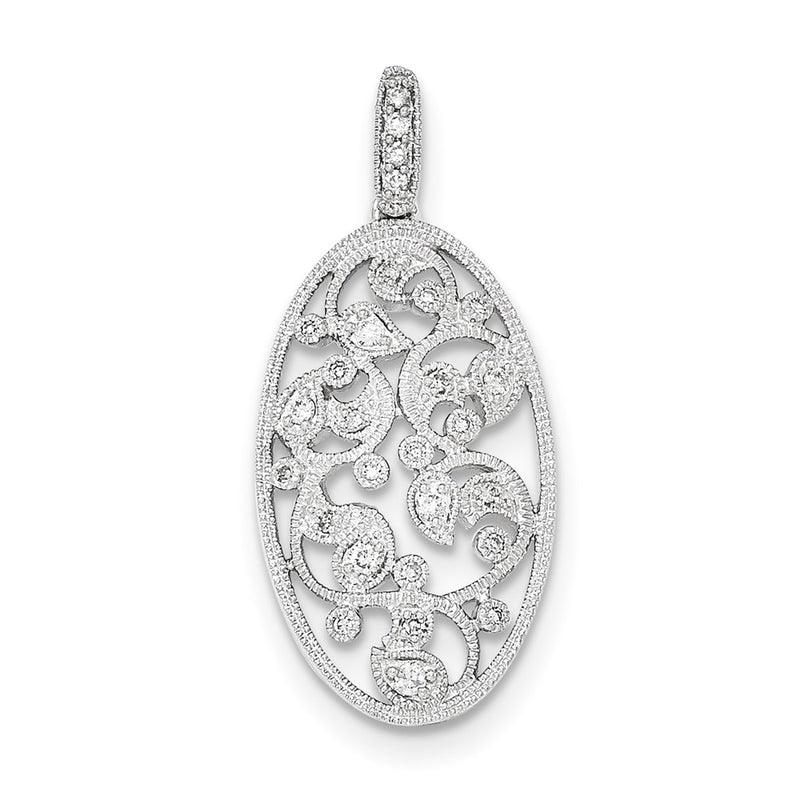 14K White Gold Polished Real Diamond Pendant