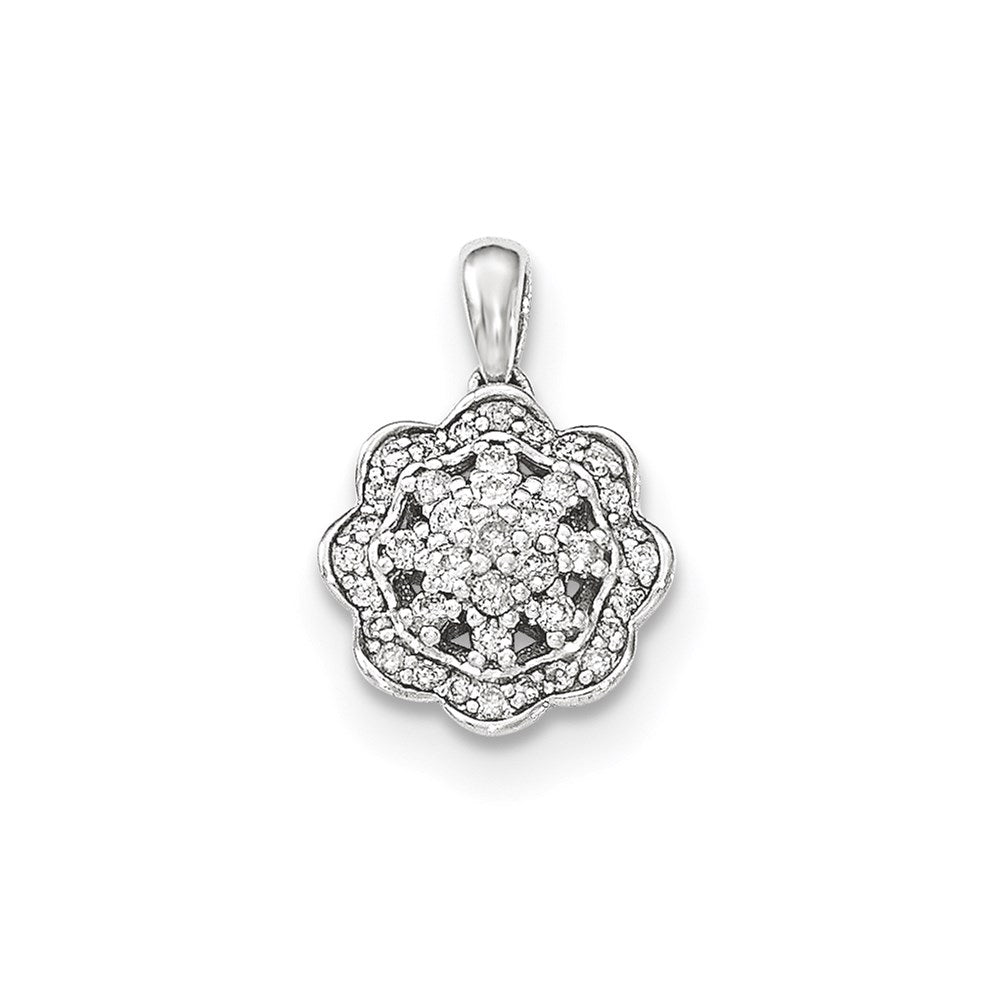 14k White Gold Real Diamond Pendant