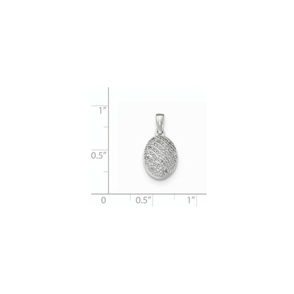 14k White Gold Real Diamond Oval Shape Pendant