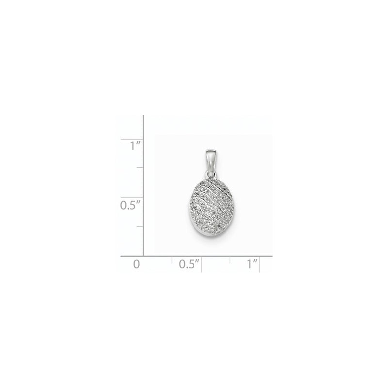 14k White Gold Real Diamond Oval Shape Pendant