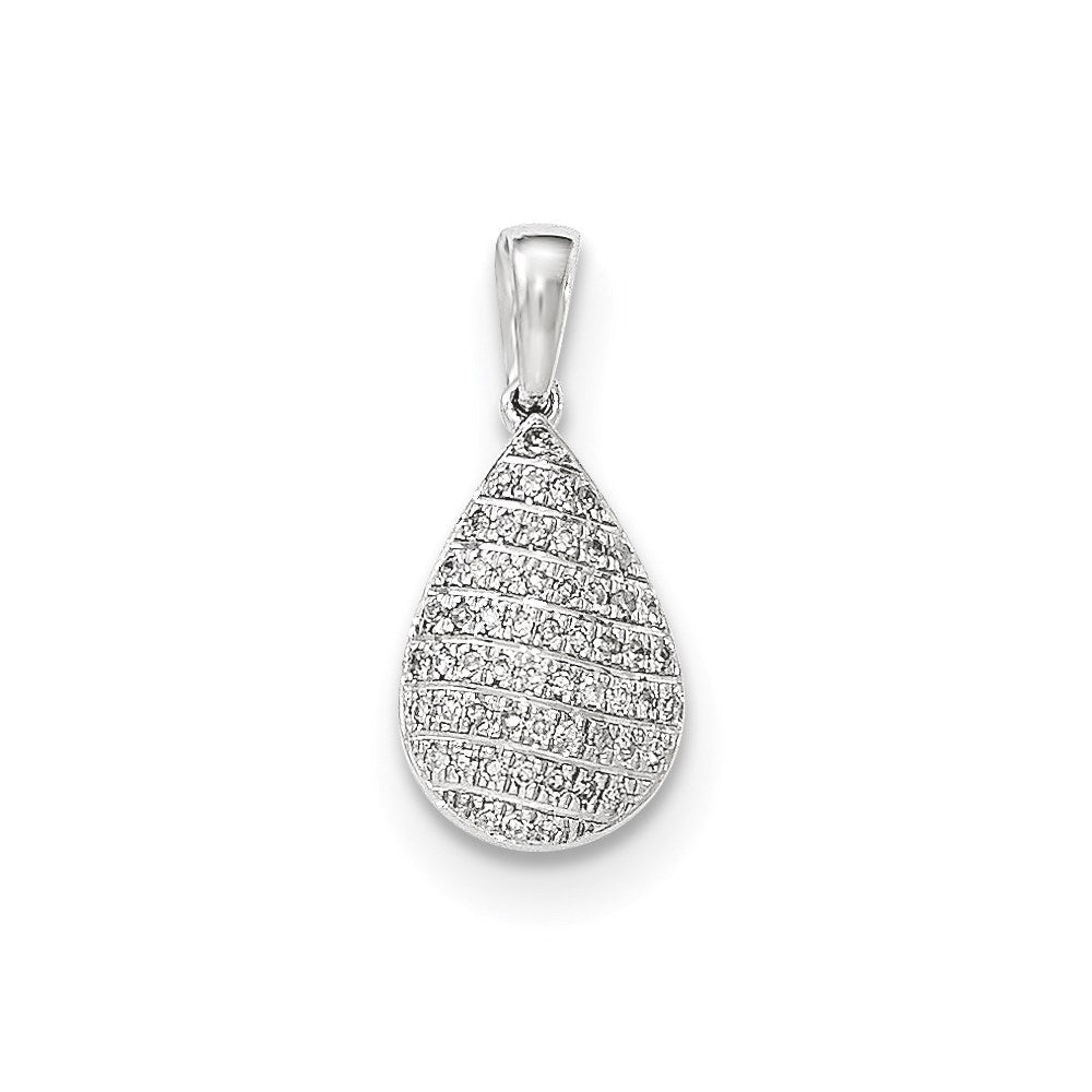 14k White Gold Real Diamond Pear Shape Pendant