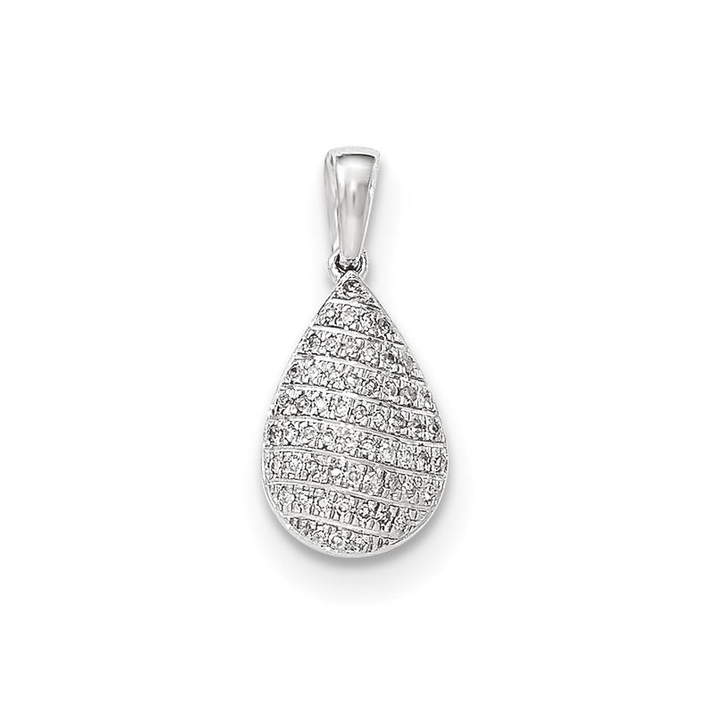 14k White Gold Real Diamond Pear Shape Pendant
