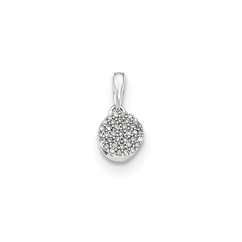 14kt White Gold Polished Round Real Diamond Pendant