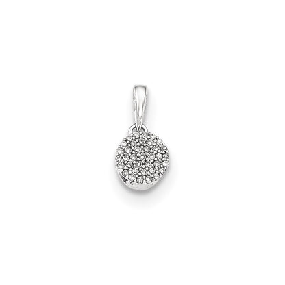 14kt White Gold Polished Round Real Diamond Pendant