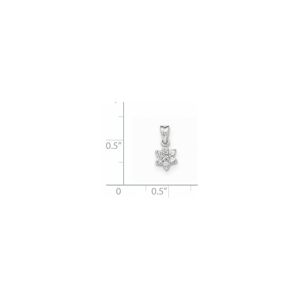 14k White Gold Polished Flower Real Diamond Pendant