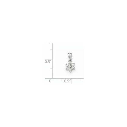 14k White Gold Polished Flower Real Diamond Pendant