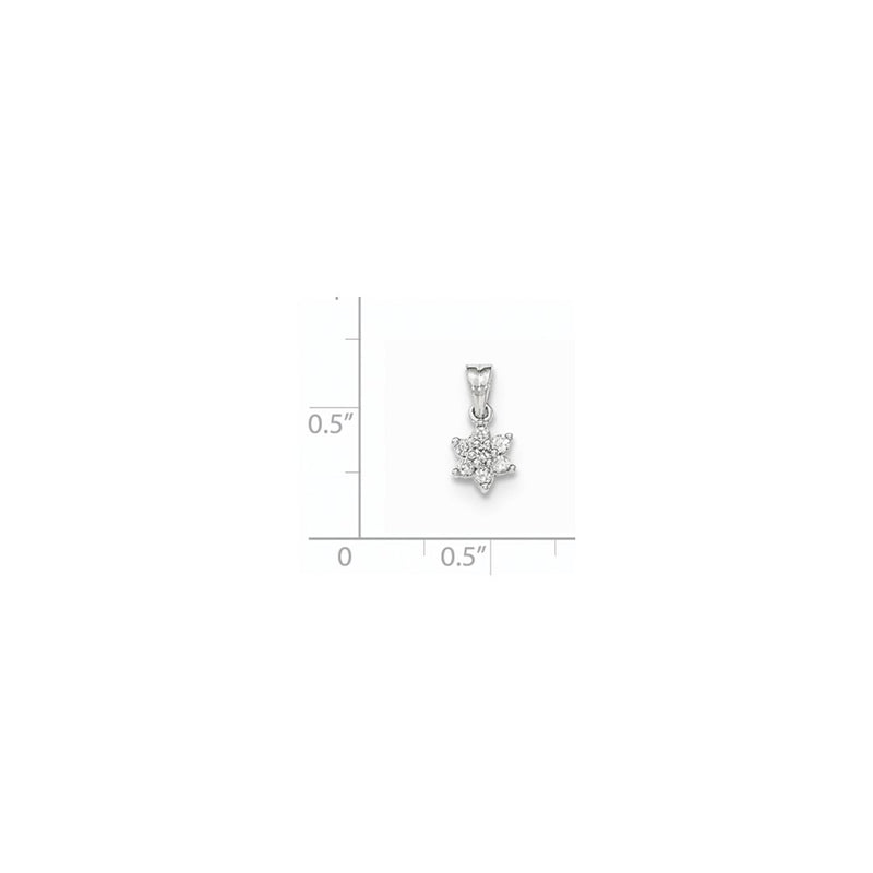 14k White Gold Polished Flower Real Diamond Pendant