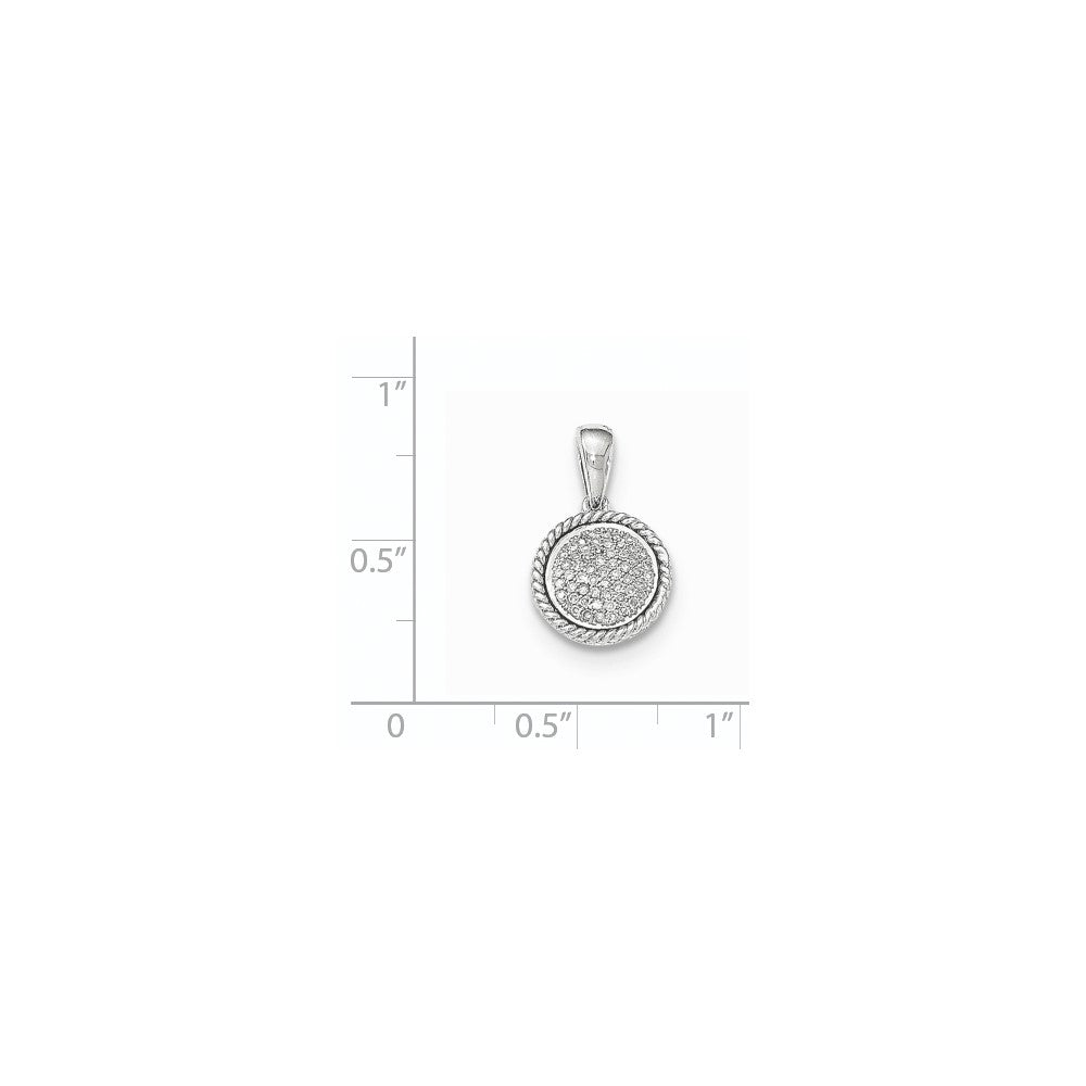 14K White Gold PavÃ¢â‚¬Å¡ Real Diamond Circle Pendant