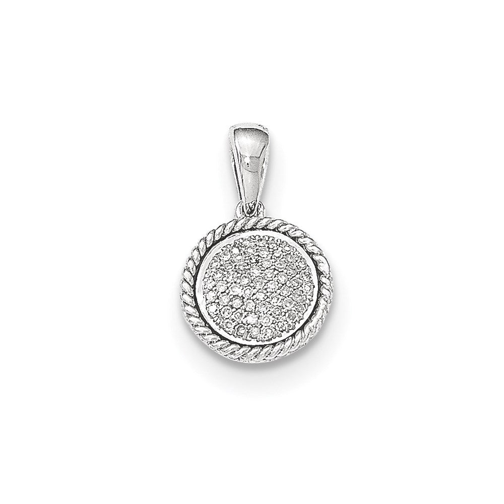 14K White Gold PavÃ¢â‚¬Å¡ Real Diamond Circle Pendant