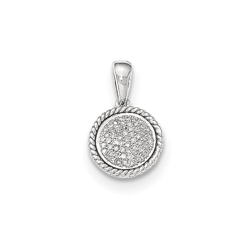 14K White Gold PavÃ¢â‚¬Å¡ Real Diamond Circle Pendant