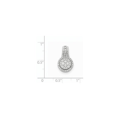 14k White Gold Real Diamond Polished Circle Pendant