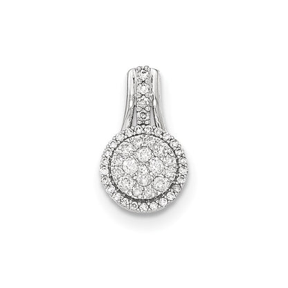 14k White Gold Real Diamond Polished Circle Pendant