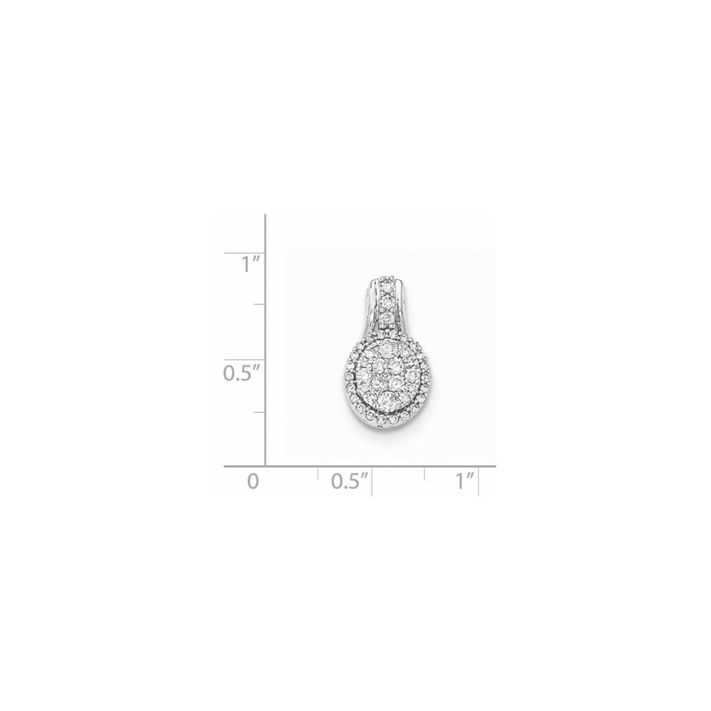 14k White Gold Real Diamond Polished Oval Pendant