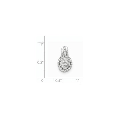 14k White Gold Real Diamond Polished Oval Pendant