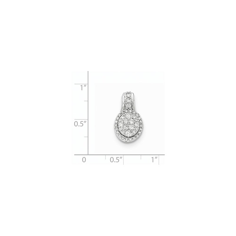 14k White Gold Real Diamond Polished Oval Pendant