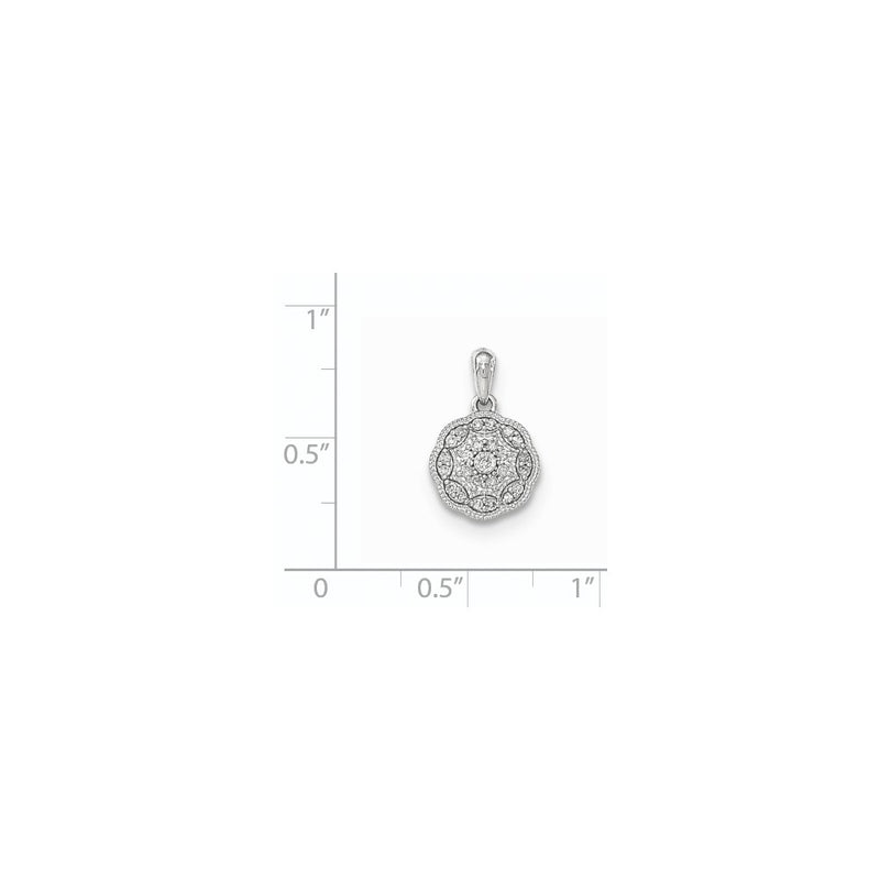 14K White Gold Real Diamond Round Pendant