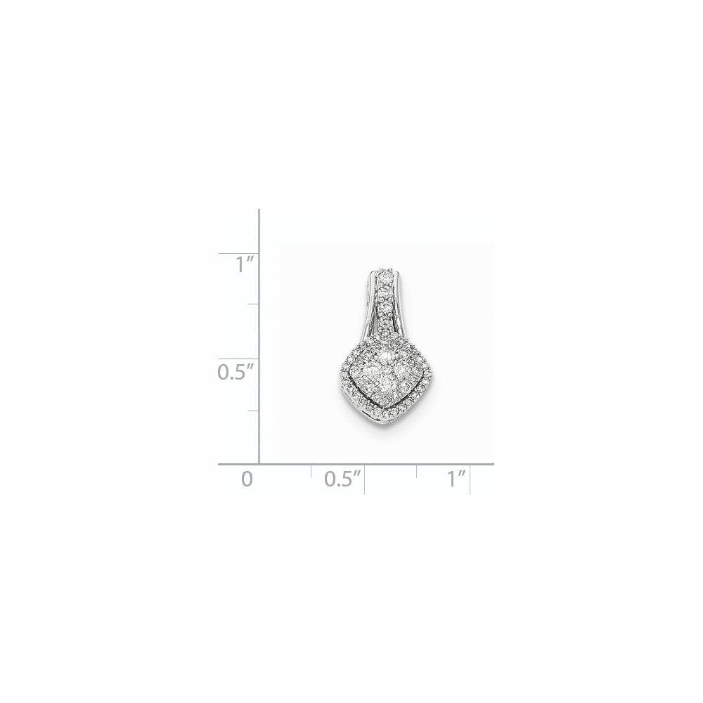 14k White Gold Real Diamond Polished Pendant