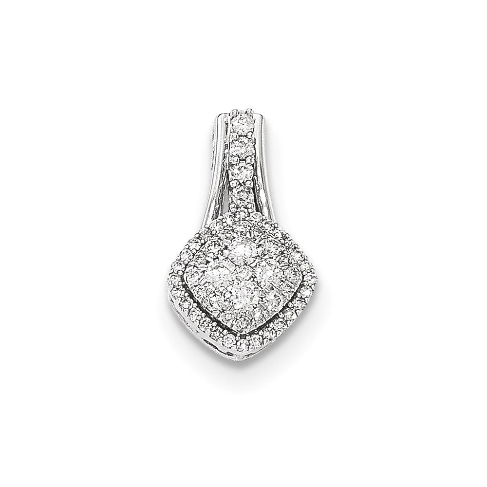 14k White Gold Real Diamond Polished Pendant